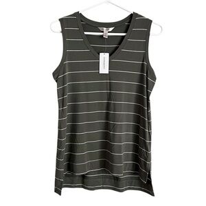 Banana Republic NEW Green Stripe Tank Top Soft Stretch Modal Coastal Preppy XS